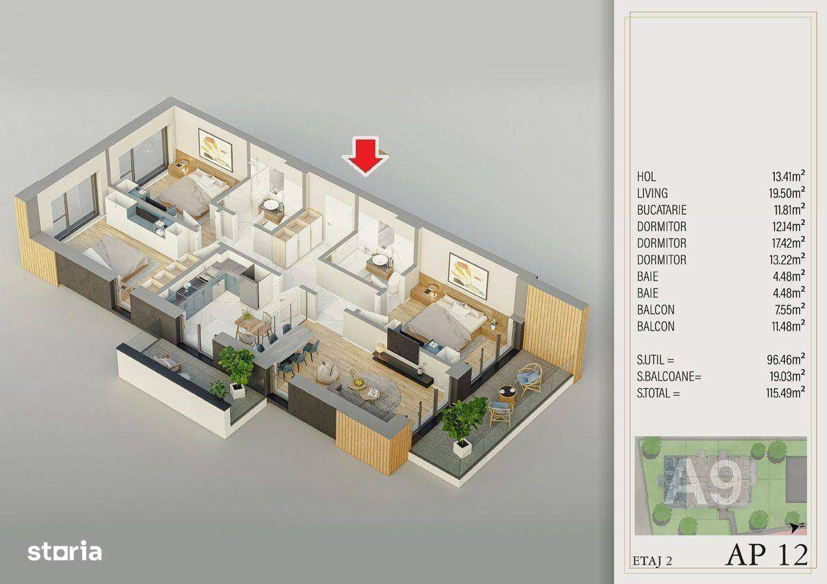 Apartament 4 camere Lux / Piscina / Spatii Verzi /Preturi Negociabile - Imagine principală: 4/13