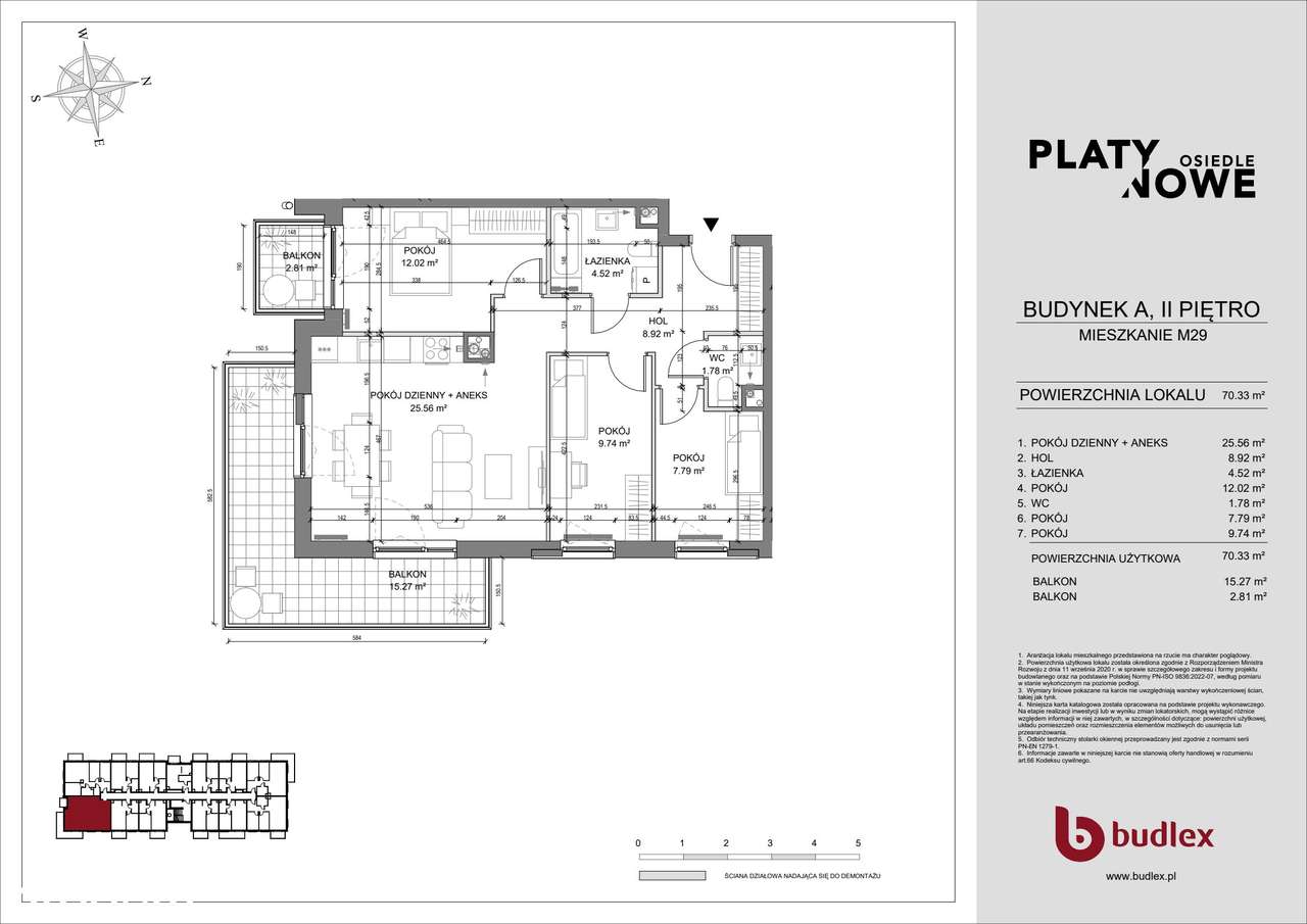 4-pokojowe mieszkanie 70m2 + balkon - Pełny obrazek: 2/7