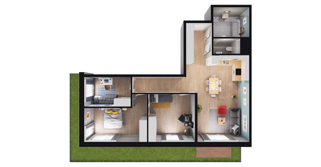 4-pokojowe mieszkanie 86m2 + ogródek Bezpośrednio - Pełny obrazek: 2/8