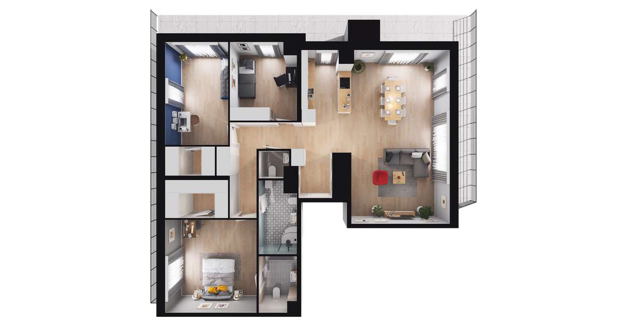 4-pokojowe mieszkanie 115m2 + taras Bezpośrednio - Pełny obrazek: 2/8