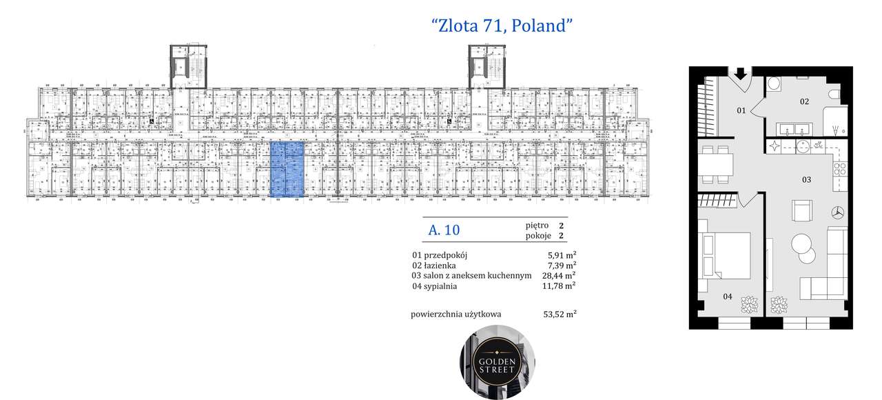 Złota 71 | mieszkanie 2-pok. | A.2.10 - Pełny obrazek: 2/7