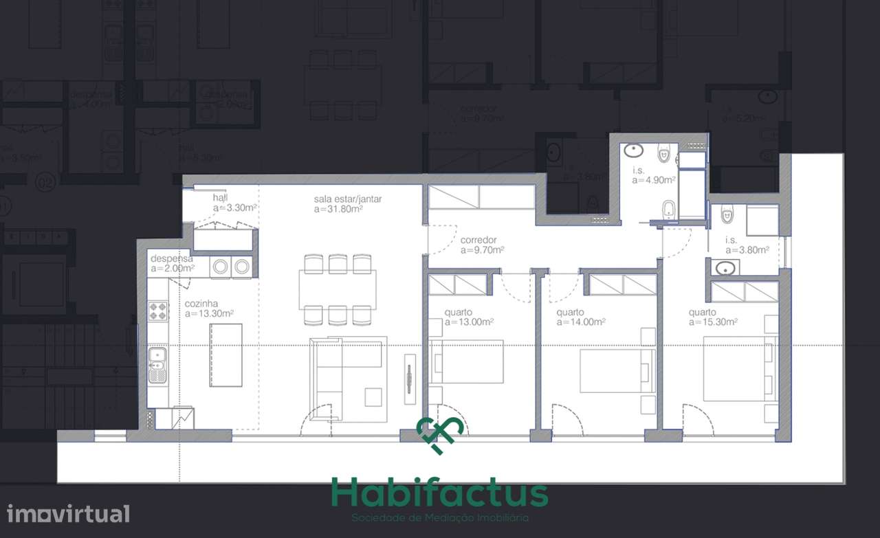Apartamento T3 em construção no centro de Viseu - Grande imagem: 3/4
