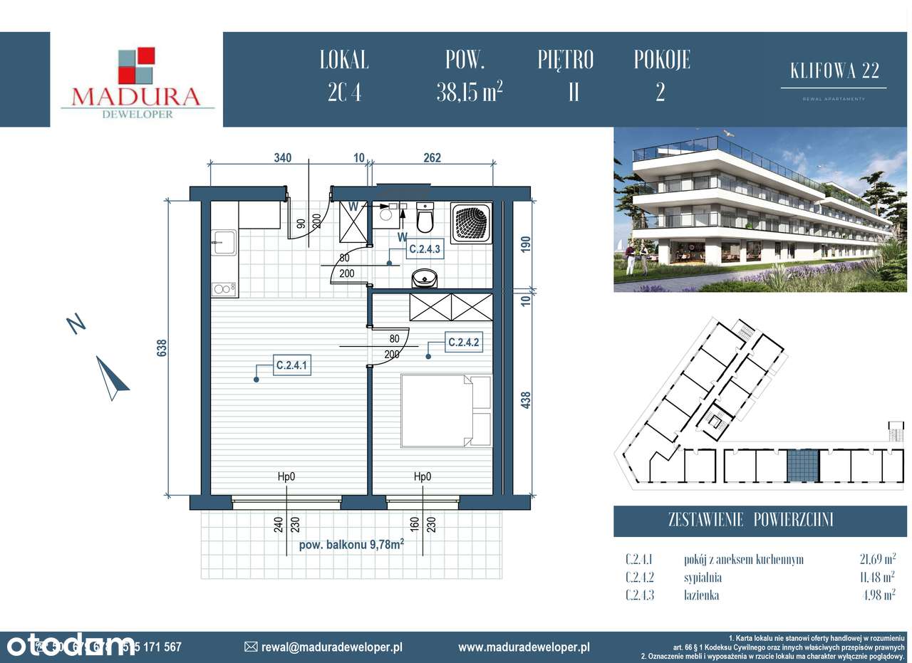 Rewal ul. Klifowa 22 | apartament 2-pok. | C.2.4 - Pełny obrazek: 2/13