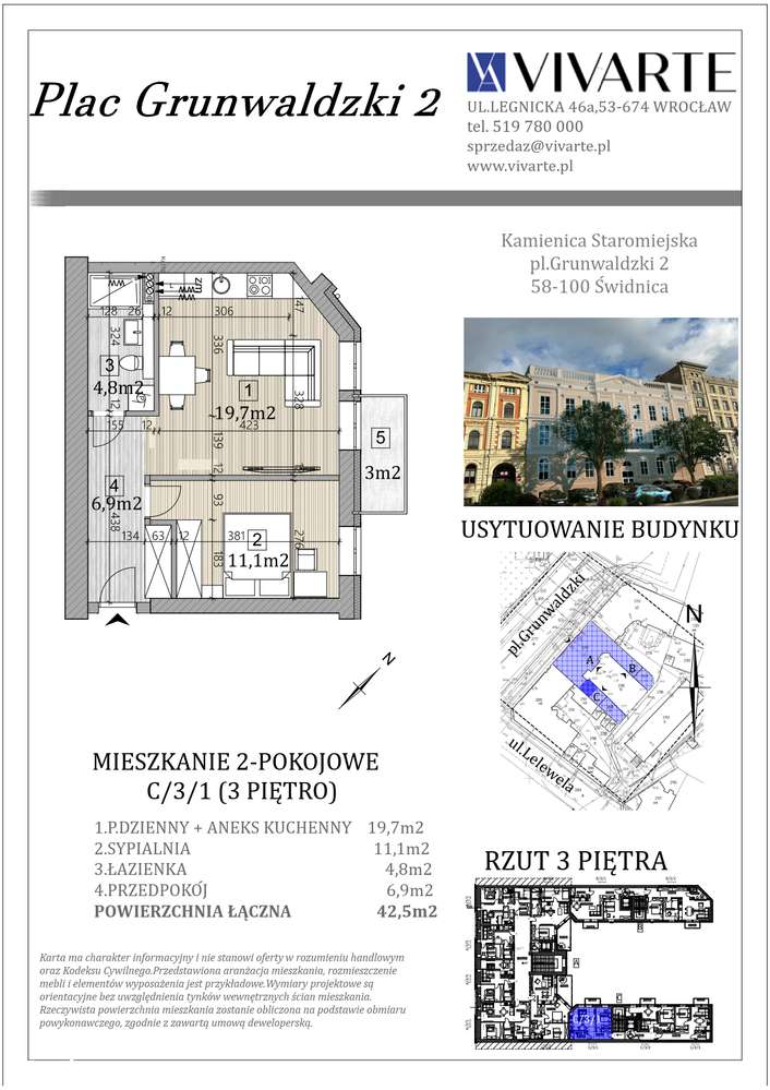 2-pokojowe mieszkanie  z balkonem - Pełny obrazek: 2/7