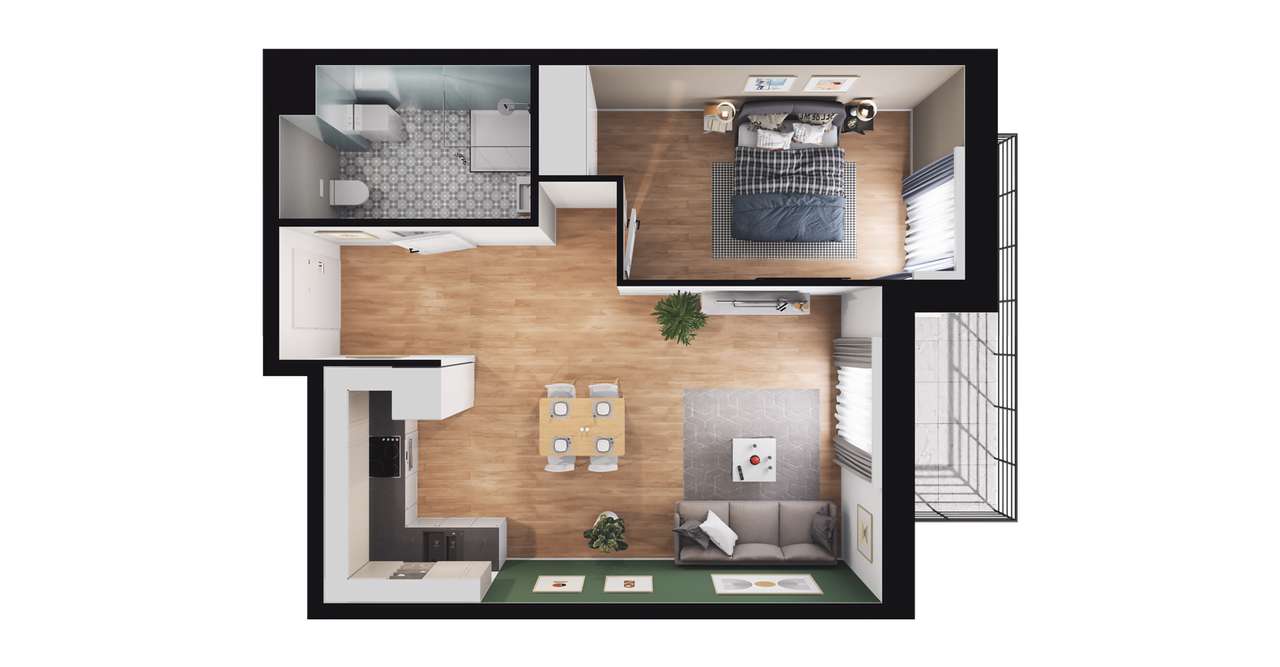 2-pokojowe mieszkanie 48m2 + balkon Bez Prowizji - Pełny obrazek: 2/8