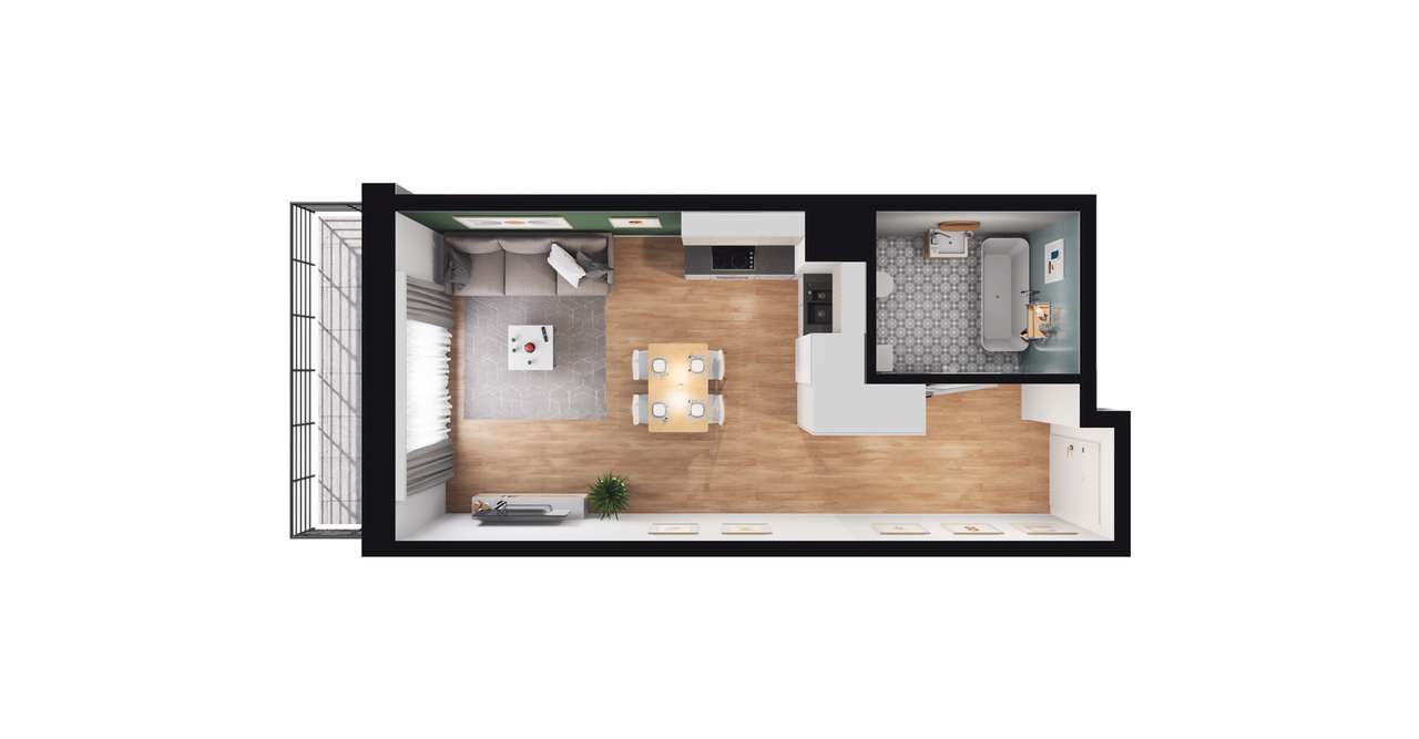 1-pokojowe mieszkanie 31m2 + balkon - Pełny obrazek: 2/8