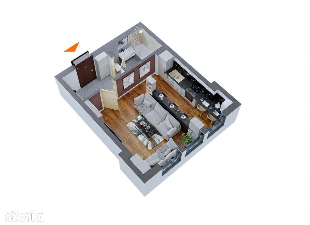 Apartament  1 camera Canta , 37 metri, etaj 2 Cod:145008