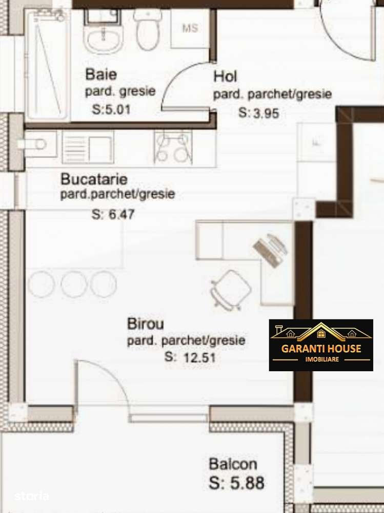 Comision 0%, Bloc nou, apartament tip studio/birou — fotografia 3