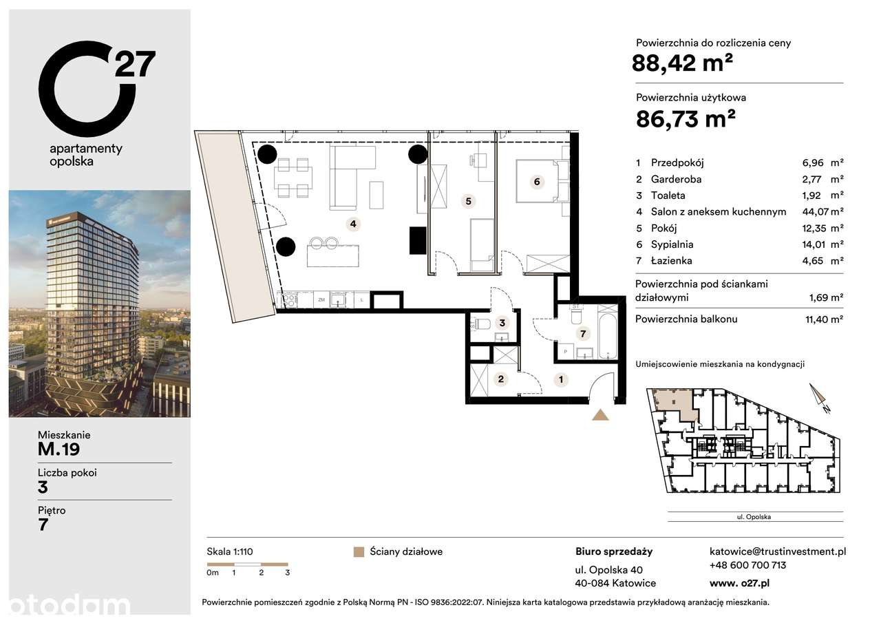 3-pokojowe mieszkanie 86m2 + balkon - Pełny obrazek: 2/10
