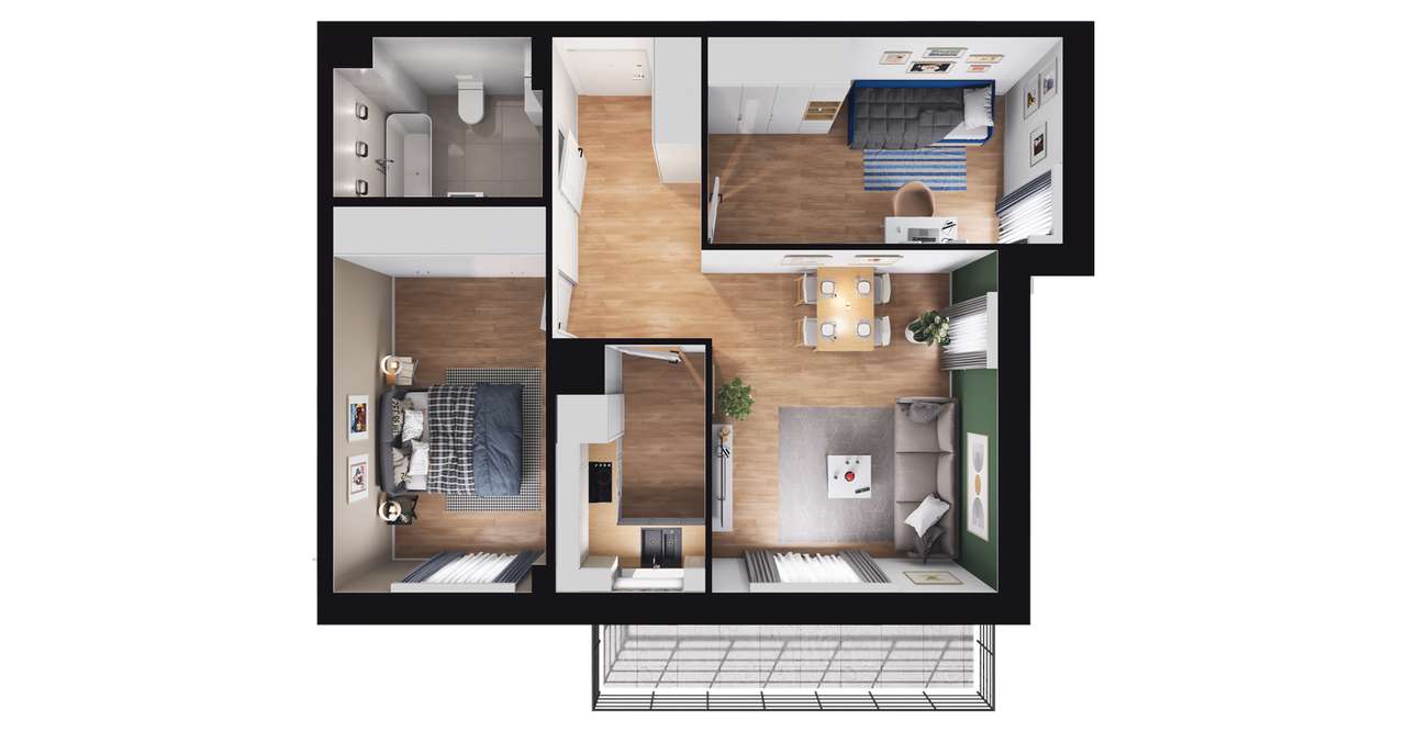 3-pokojowe mieszkanie 54m2 + balkon Bez Prowizji - Pełny obrazek: 2/6