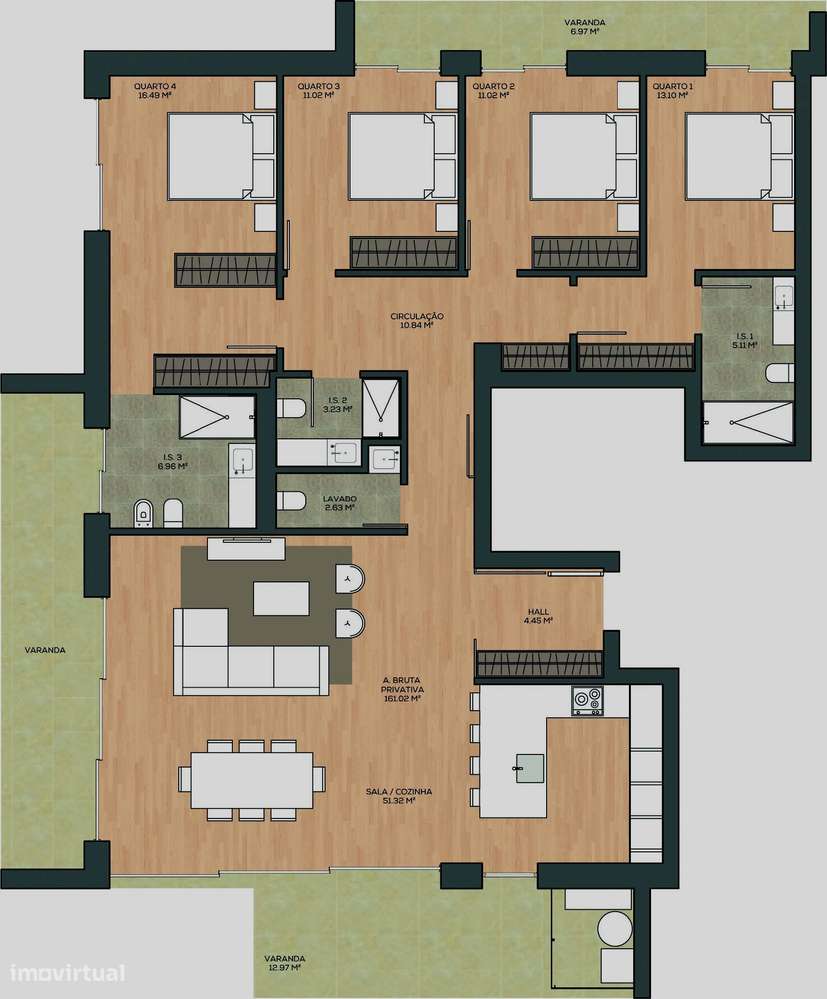 Apartamento T4 com duas suítes,  três varandas,  Barrocas, Aveiro-11