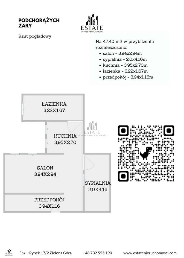 Żary, 47,40m², 2 pokoje, ul. Podchorążych-10