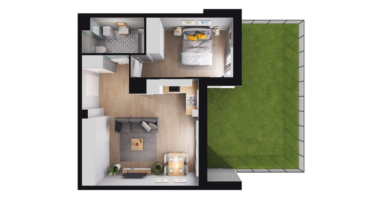 2-pokojowe mieszkanie 45 m² + ogródek - Ansicht 3
