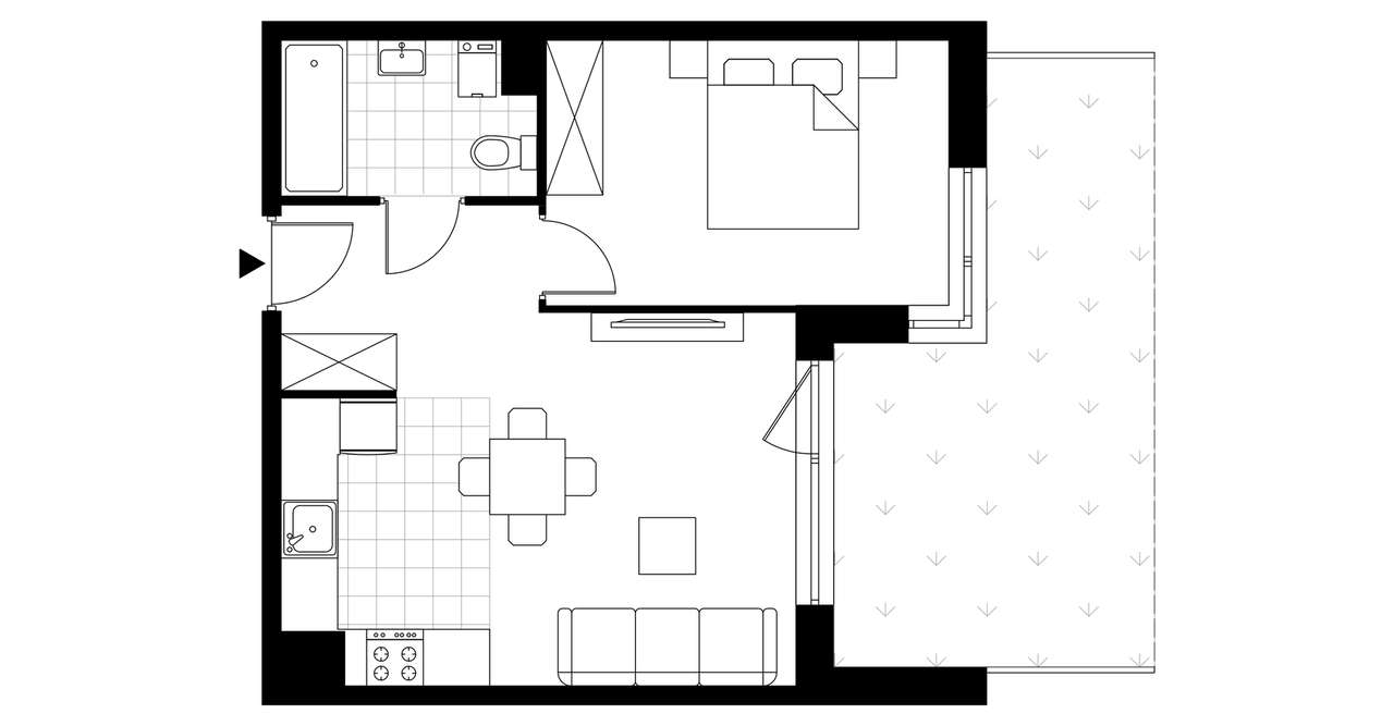 2-pokojowe mieszkanie 39m2 + ogródek - Pełny obrazek: 3/6
