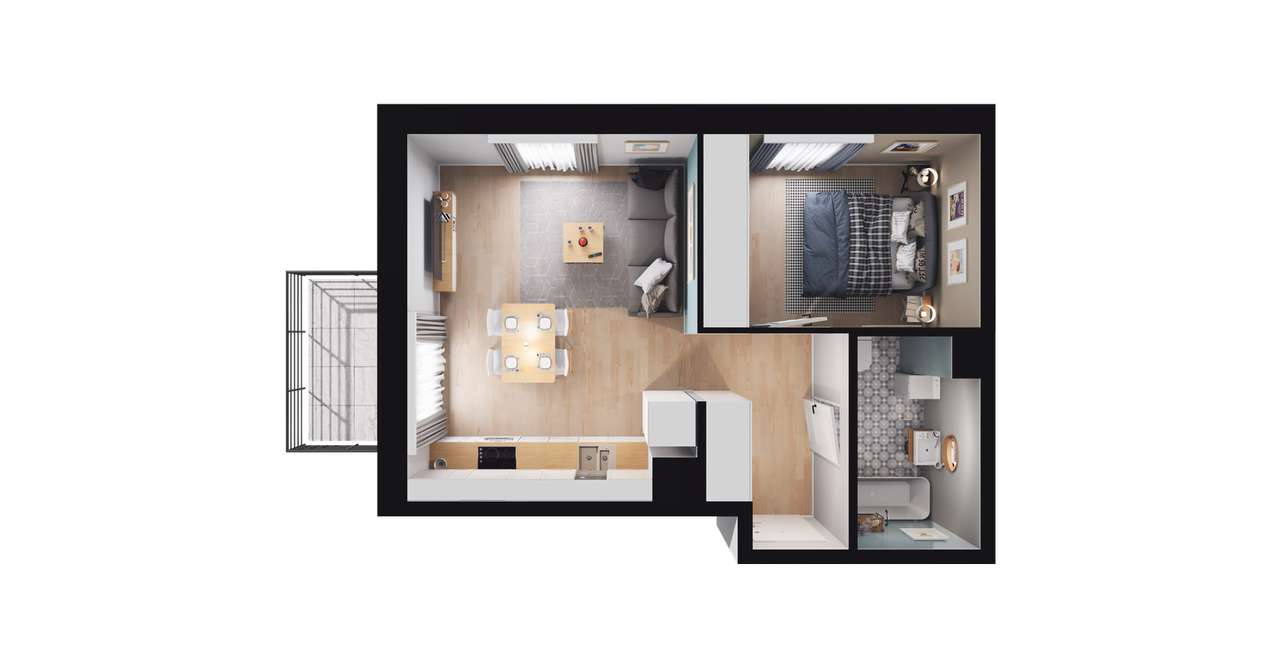 2-pokojowe mieszkanie 45m2 + balkon Bez Prowizji - Pełny obrazek: 2/8