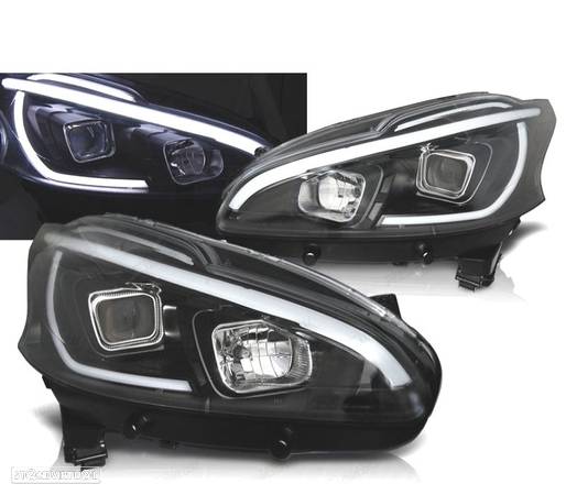 CONJUNTO DE FARÓIS PARA PEUGEOT 208 12-15 TUBE LIGHT PRETOS - 1