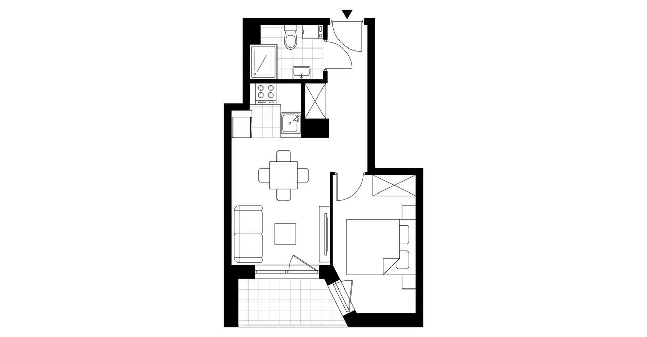 2-pokojowe mieszkanie 35m2 + loggia Bezpośrednio - Pełny obrazek: 2/7