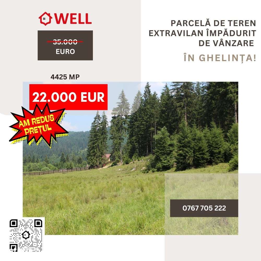 Parcelă de teren extravilan împădurit de vânzare în Ghelința! - Imagine principală: 1/1