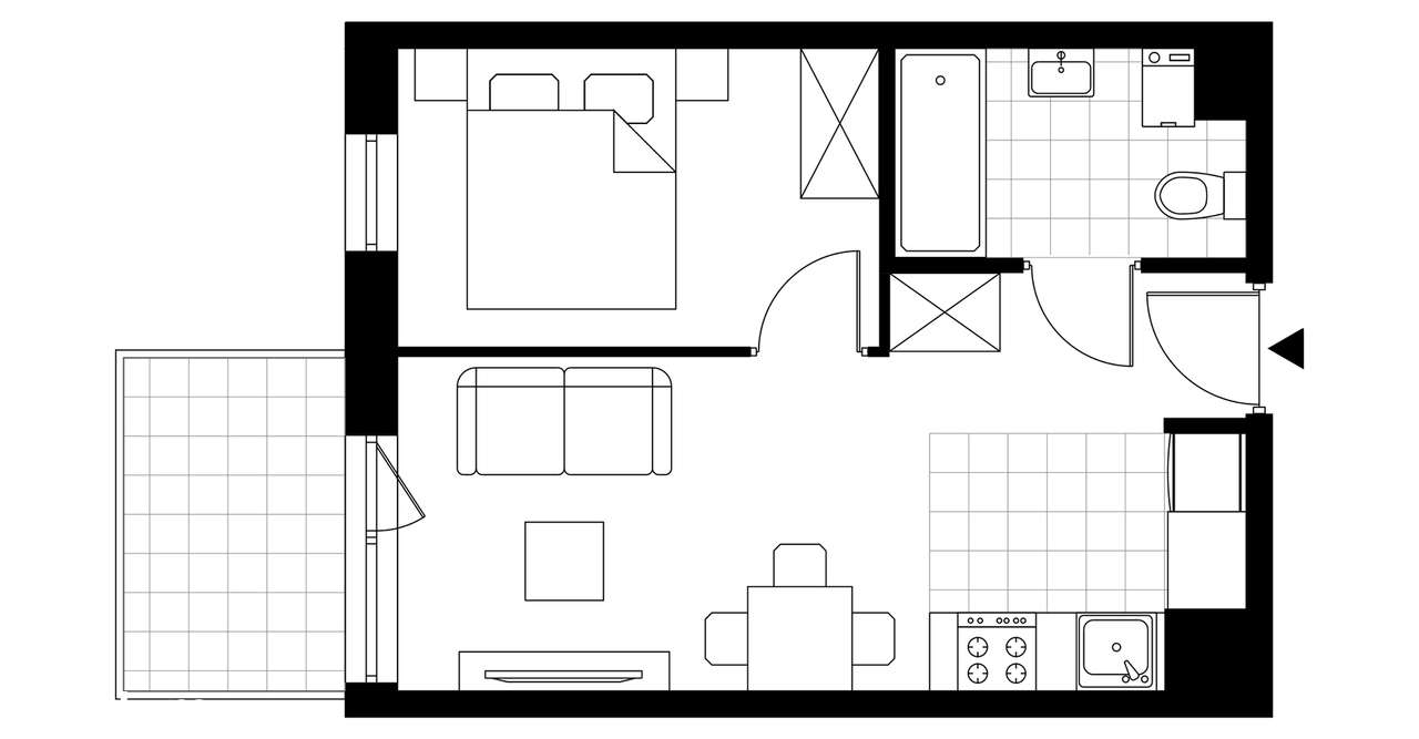 2-pokojowe mieszkanie 37m2 + balkon - Pełny obrazek: 3/8