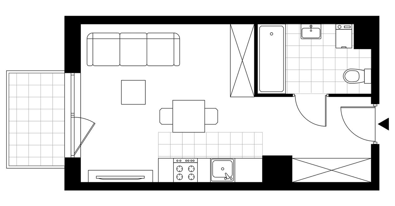 1-pokojowe mieszkanie 27m2 + balkon Bezpośrednio - Pełny obrazek: 4/9