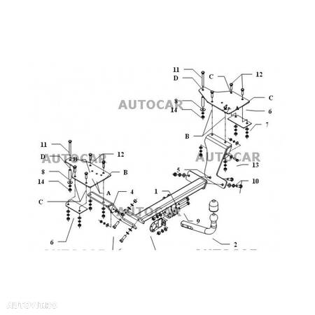 Carlig de remorcare pentru FIAT SEDICI - 4WD, 3/5usi - 4x4 - sistem semidemontabil -cu suruburi - din 2006 - 5