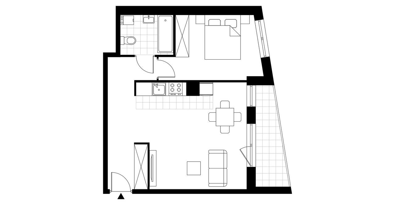 2-pokojowe mieszkanie 46m2 + loggia Bezpośrednio - Pełny obrazek: 3/8