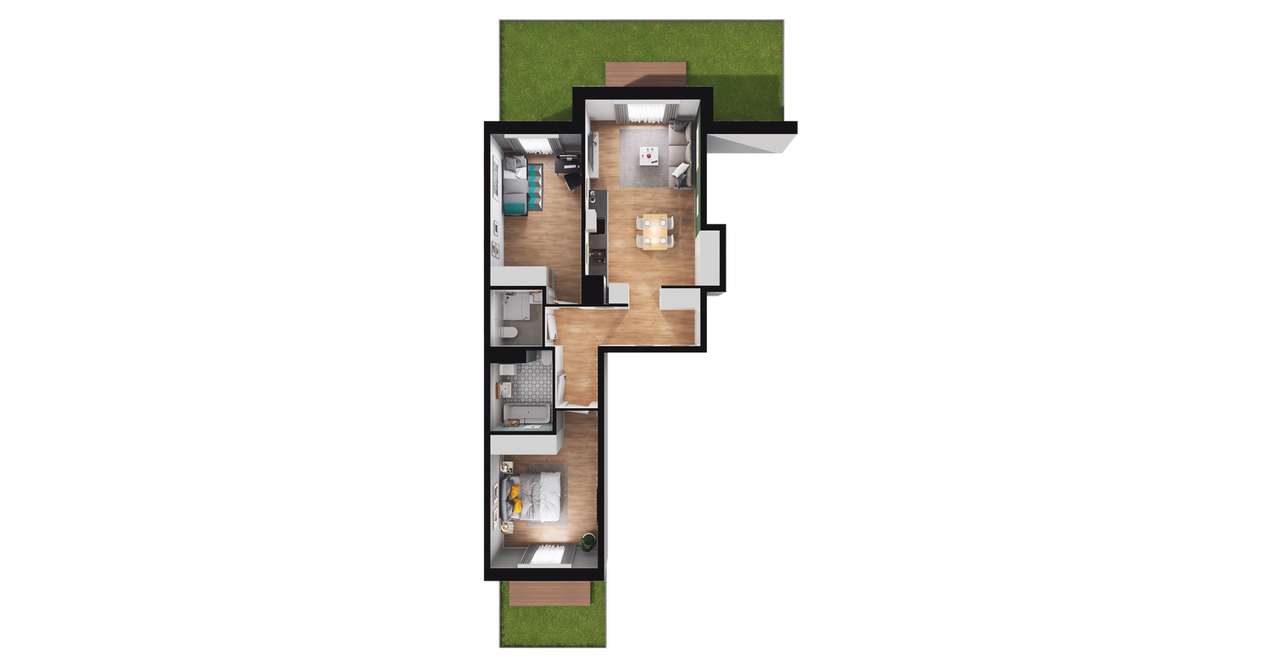 3-pokojowe mieszkanie 65m2 + 2 ogródki - Pełny obrazek: 2/8