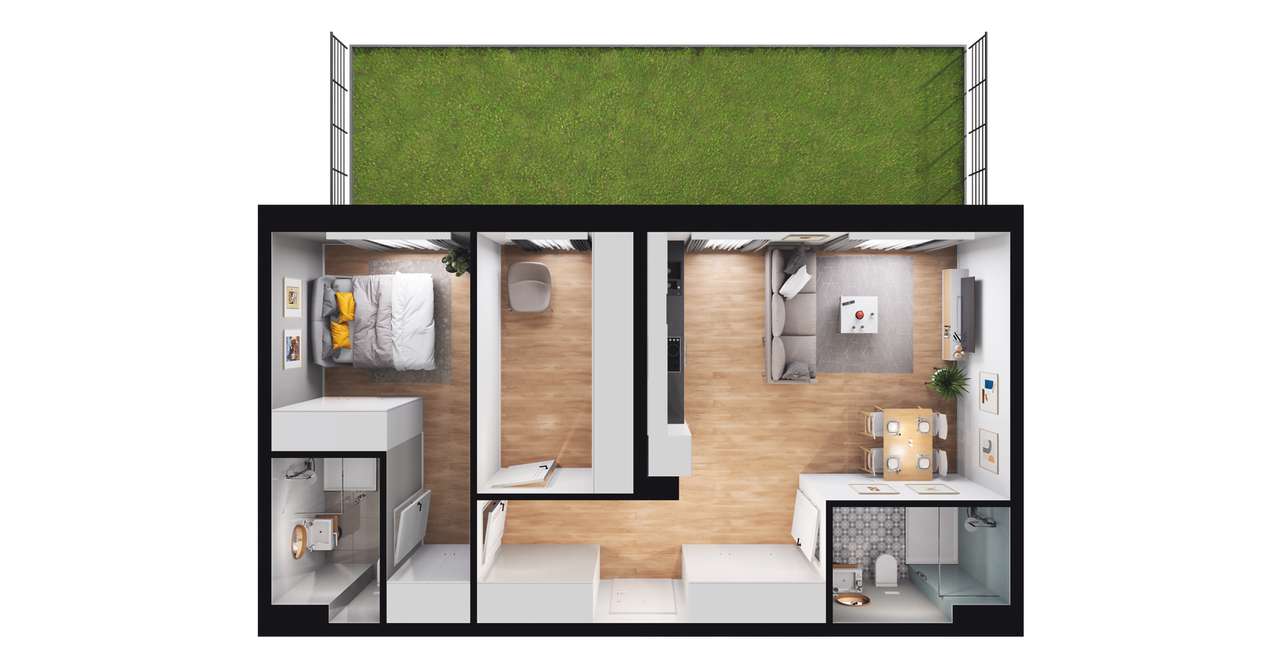 3-pokojowe mieszkanie 58m2 + ogródek Bez Prowizji - Pełny obrazek: 2/8