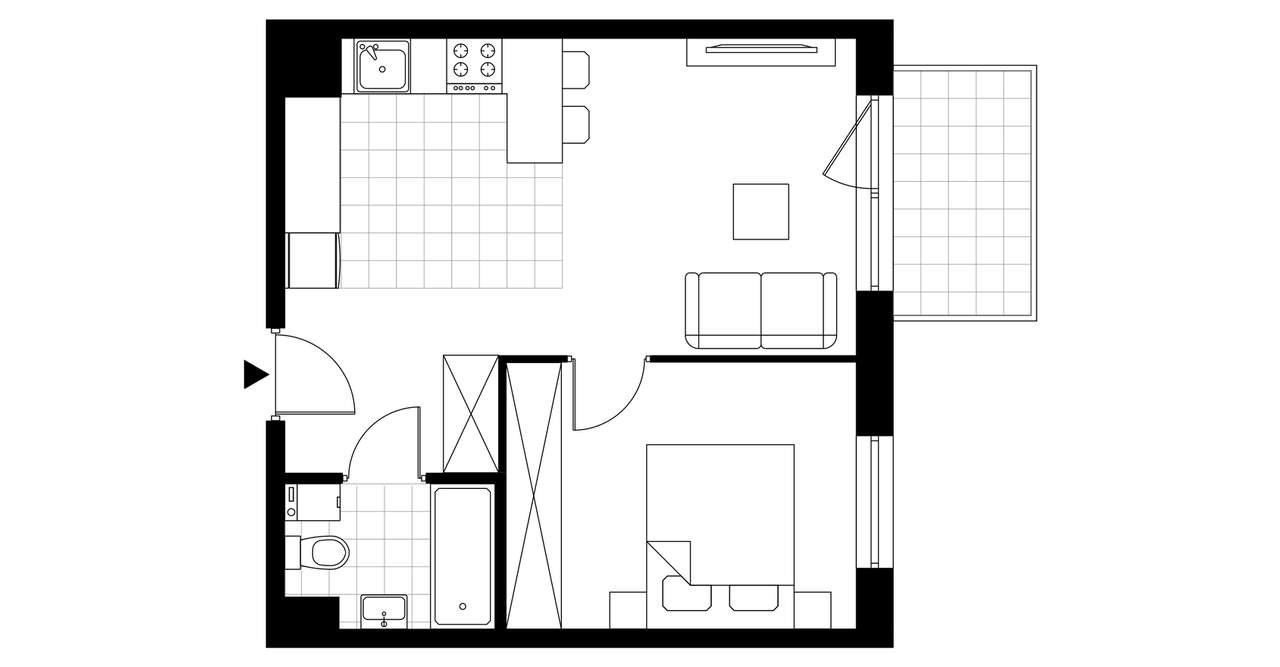 2-pokojowe mieszkanie 39m2 + balkon - Pełny obrazek: 3/8