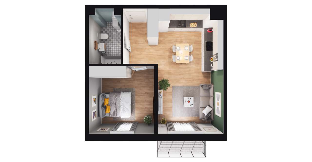 2-pokojowe mieszkanie 43m2 + balkon Bez Prowizji - Pełny obrazek: 2/6