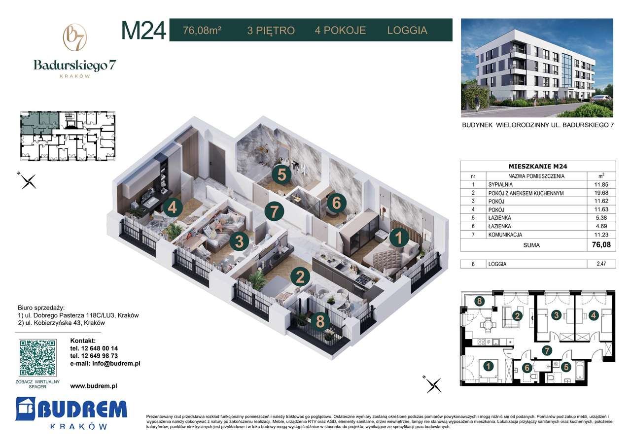 4-pokojowe mieszkanie 76m2 + loggia Bezpośrednio - Pełny obrazek: 2/7