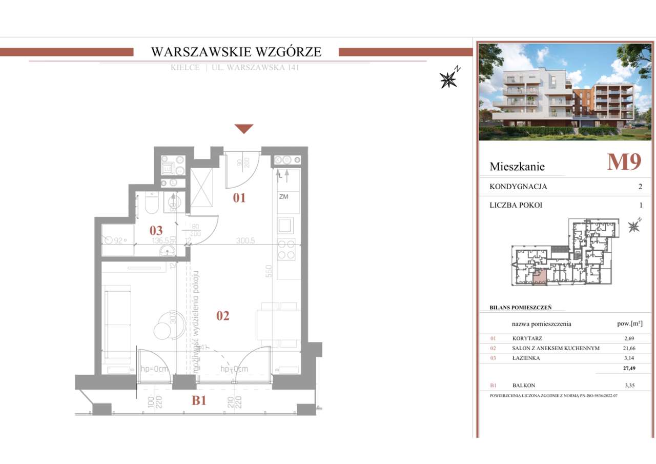 Warszawska, kawalerka, I piętro, balkon - Pełny obrazek: 4/13