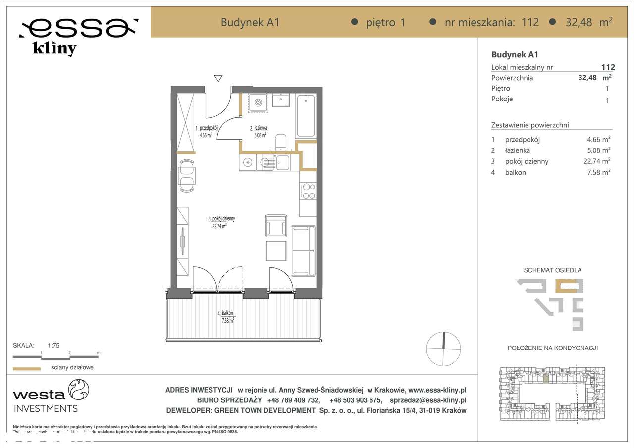 1-pokojowe mieszkanie 32m2 + balkon Bez Prowizji - Pełny obrazek: 2/7