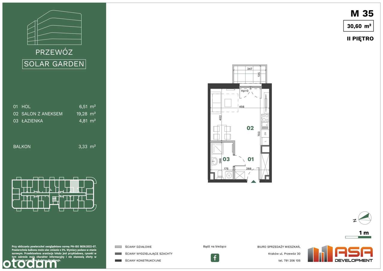 1-pokojowe mieszkanie 30m2 + balkon - Pełny obrazek: 2/9