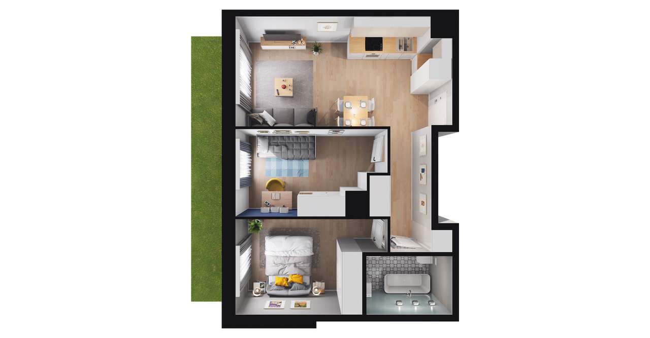 3-pokojowe mieszkanie 50m2 + ogródek Bezpośrednio - Pełny obrazek: 2/8