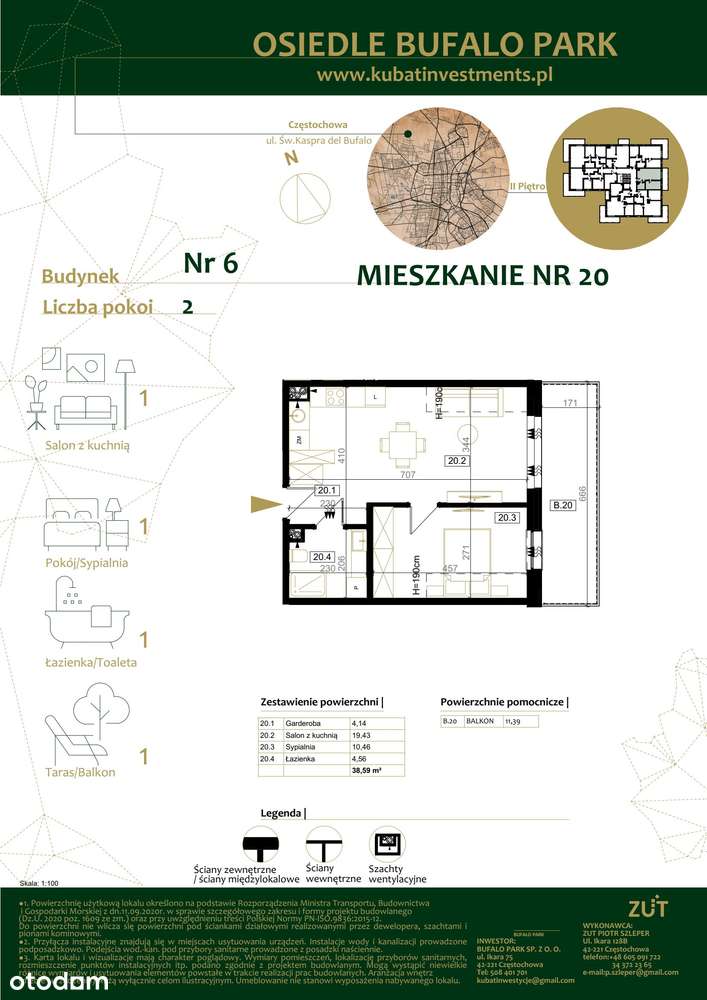 2-pokojowe mieszkanie 38m2 + balkon - Pełny obrazek: 2/7