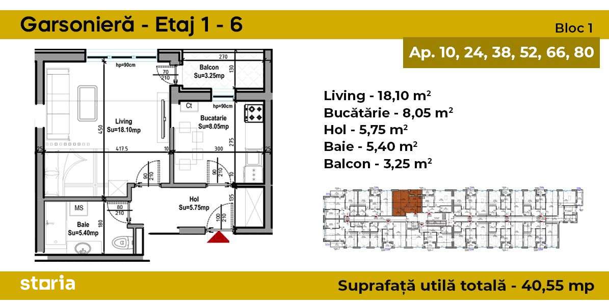 Garsoniera decomandata, bloc nou, Brancoveanu-Postalionului - Imagine principală: 4/4