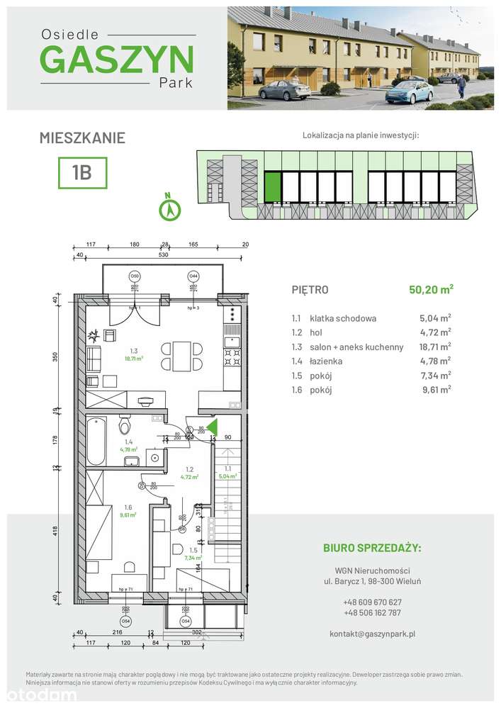 Mieszkanie 3-pokojowe , 50m2 , Gaszyn - Wieluń - Pełny obrazek: 4/4