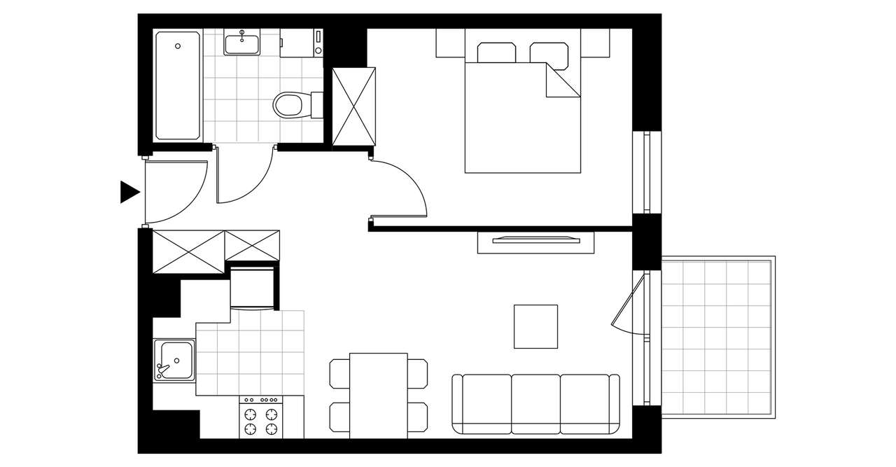 2-pokojowe mieszkanie 36m2 + balkon Bezpośrednio - Pełny obrazek: 3/8