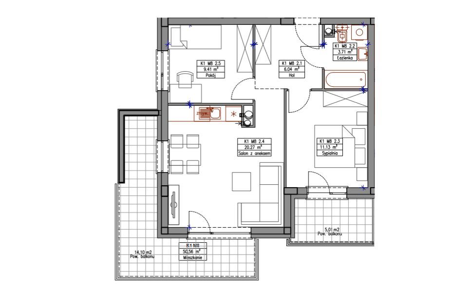 Mieszkanie z rynku pierwotnego o pow. 50,56 m2
