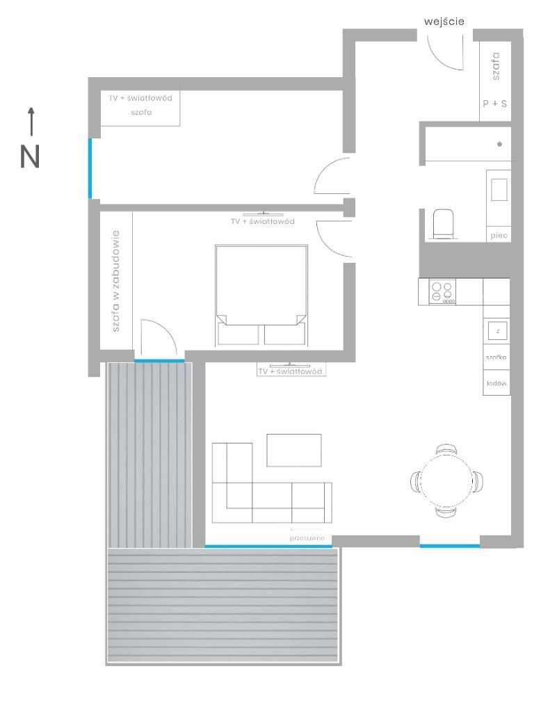 Umeblowany apartament, garaż podziemny, taras 61m2