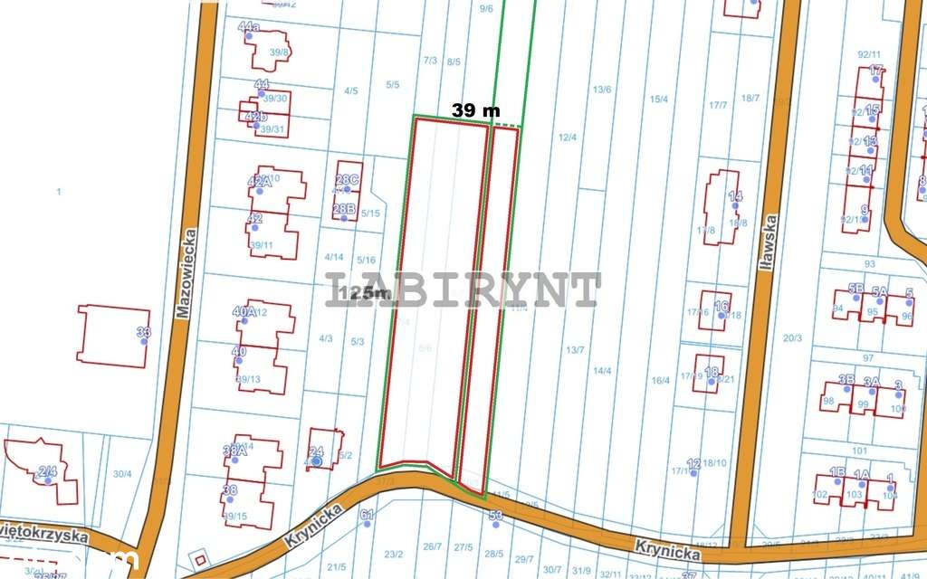 Parkitka, Krynicka, 3578m2, szerokość 28m lub 39m-10