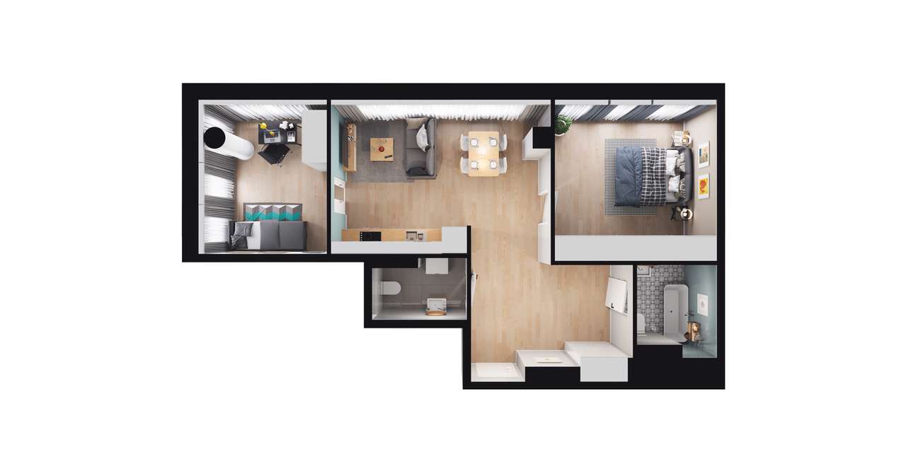 3-pokojowy apartament inwestycyjny 64m2 - Pełny obrazek: 2/8