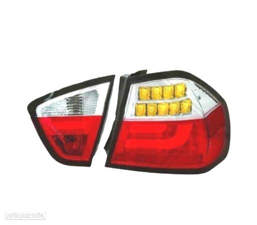 FAROLINS TRASEIROS CELIS LED PARA BMW E90 05-08 VERMELHO CROMADO - 2