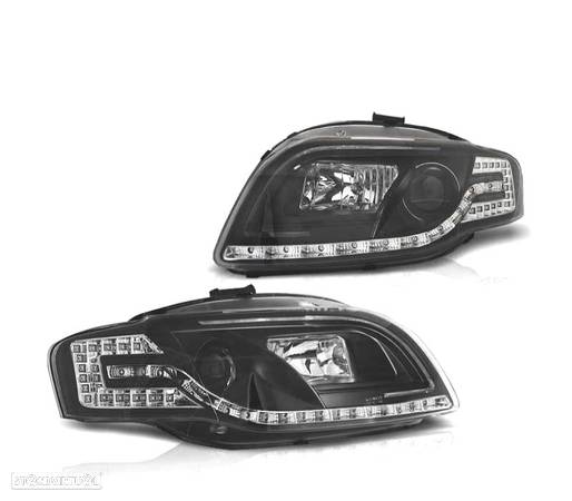 FARÓIS LED PARA AUDI A4 B7 04-08 PRETO - 3