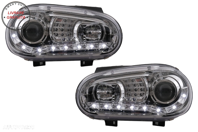 Faruri LED DRL VW Golf IV 4 (09.1997-09.2003) Crom- livrare gratuita - 10