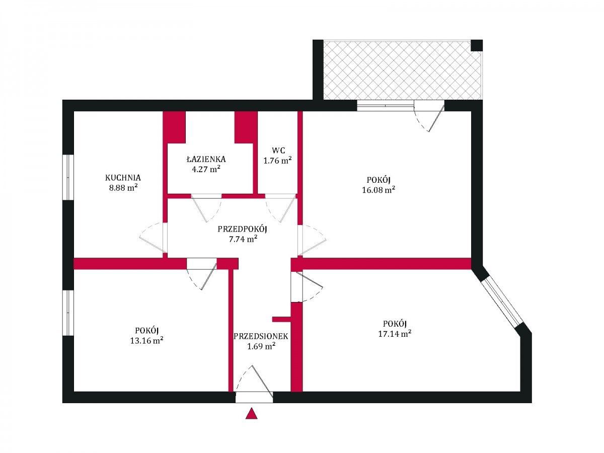 3 pokoje | Grzegórzki | 70,72 m² | Balkon |