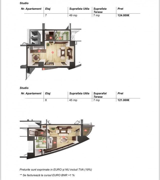 Apartamente 1-3 camere, plus un Penthouse de vis de 210mp utili la eta