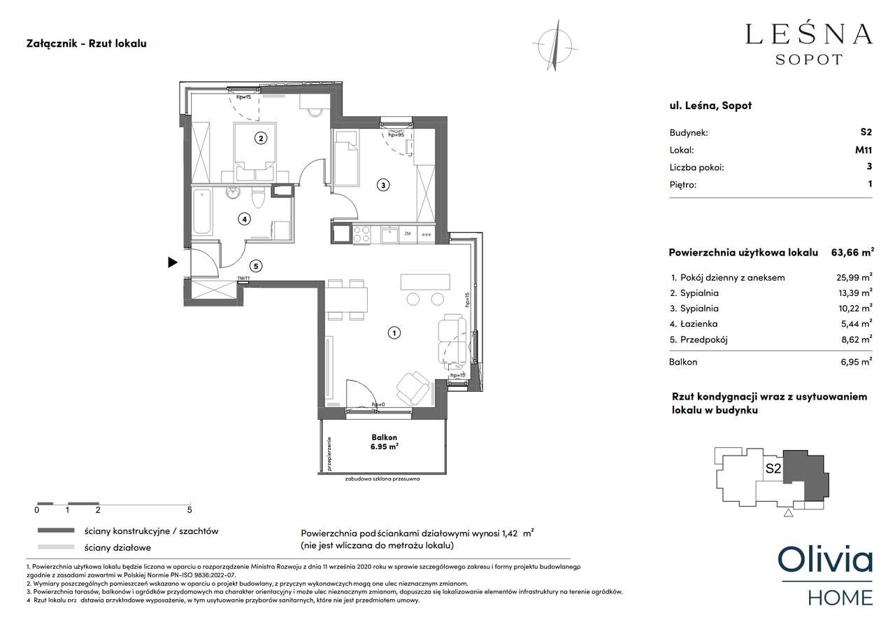 3-pokojowe mieszkanie 63 m² + balkon - Widok 2