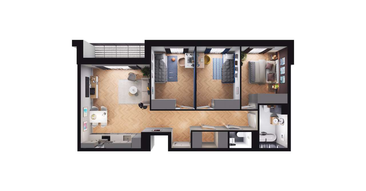 Gotowe 4-pokojowe mieszkanie 69 m2 + loggia - Pełny obrazek: 5/11